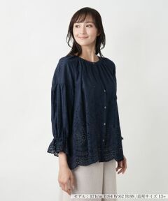 Leilian PLUS HOUSE / レリアンプラスハウス シャツ・ブラウス | レースバンドカラーブラウス