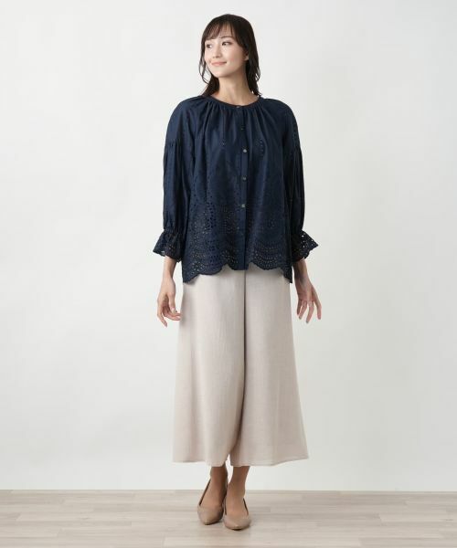 Leilian PLUS HOUSE / レリアンプラスハウス シャツ・ブラウス | レースバンドカラーブラウス | 詳細12