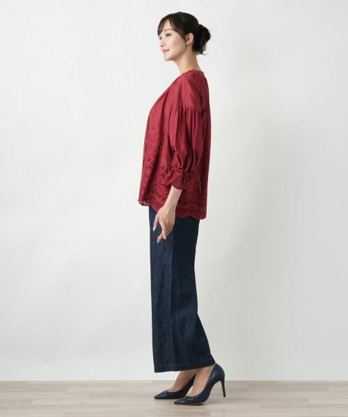 Leilian PLUS HOUSE / レリアンプラスハウス シャツ・ブラウス | レースバンドカラーブラウス | 詳細2