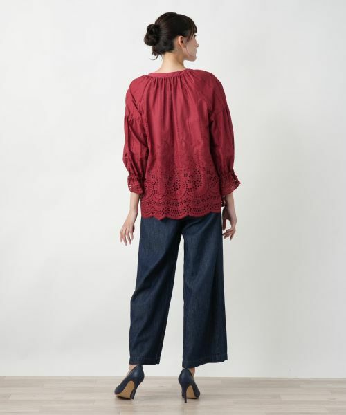 Leilian PLUS HOUSE / レリアンプラスハウス シャツ・ブラウス | レースバンドカラーブラウス | 詳細3