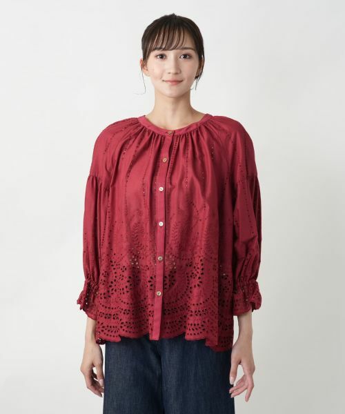 Leilian PLUS HOUSE / レリアンプラスハウス シャツ・ブラウス | レースバンドカラーブラウス | 詳細4