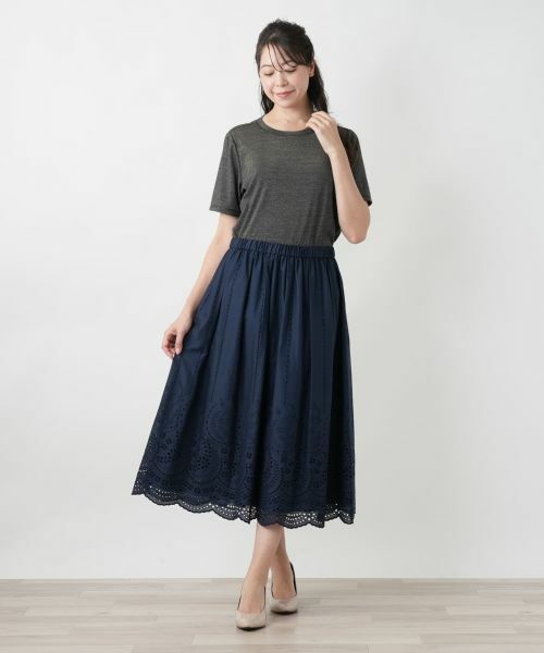 Leilian PLUS HOUSE / レリアンプラスハウス ミニ・ひざ丈スカート | 刺繍フレアスカート | 詳細11