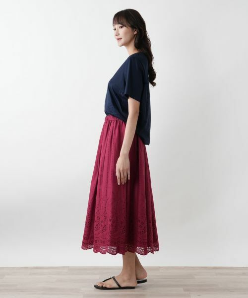 Leilian PLUS HOUSE / レリアンプラスハウス ミニ・ひざ丈スカート | 刺繍フレアスカート | 詳細2