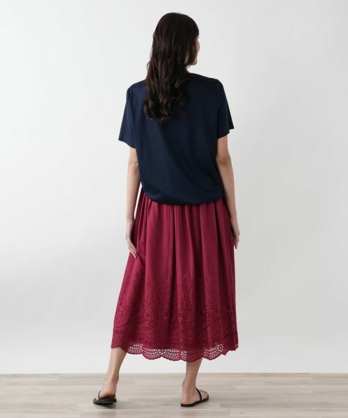 Leilian PLUS HOUSE / レリアンプラスハウス ミニ・ひざ丈スカート | 刺繍フレアスカート | 詳細3