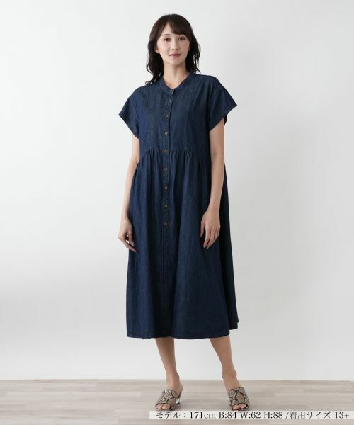 Leilian PLUS HOUSE / レリアンプラスハウス ドレス | 【店舗人気】バンドカラーワンピース(ネイビー)