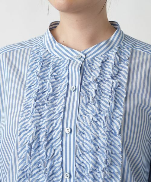 Leilian PLUS HOUSE / レリアンプラスハウス シャツ・ブラウス | フリルストライプブラウス | 詳細13