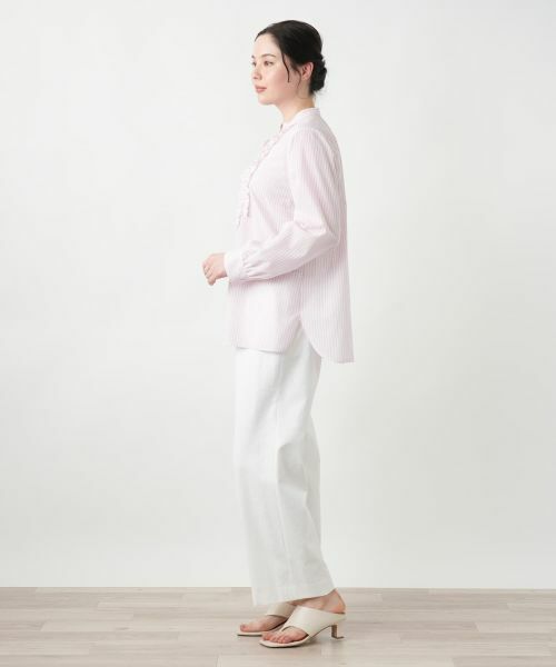 Leilian PLUS HOUSE / レリアンプラスハウス シャツ・ブラウス | フリルストライプブラウス | 詳細2