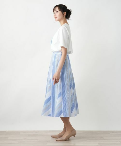 Leilian PLUS HOUSE / レリアンプラスハウス ミニ・ひざ丈スカート | 【店舗人気】ストライプフレアスカート | 詳細2