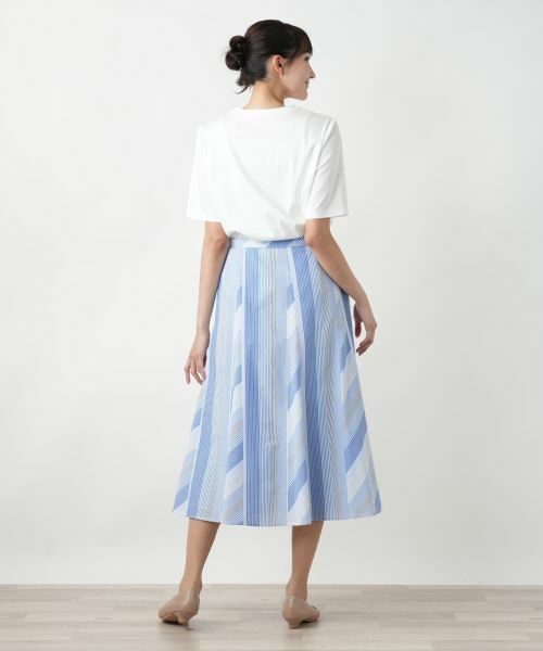Leilian PLUS HOUSE / レリアンプラスハウス ミニ・ひざ丈スカート | 【店舗人気】ストライプフレアスカート | 詳細3
