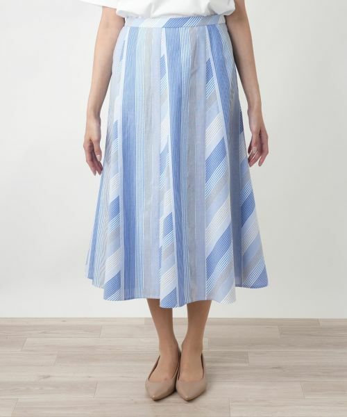Leilian PLUS HOUSE / レリアンプラスハウス ミニ・ひざ丈スカート | 【店舗人気】ストライプフレアスカート | 詳細4