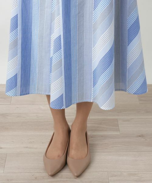 Leilian PLUS HOUSE / レリアンプラスハウス ミニ・ひざ丈スカート | 【店舗人気】ストライプフレアスカート | 詳細9