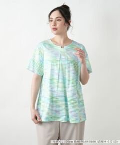 Leilian PLUS HOUSE / レリアンプラスハウス カットソー | プリント変形ネックカットソー【MUSE BY ROCHAS Premiere】