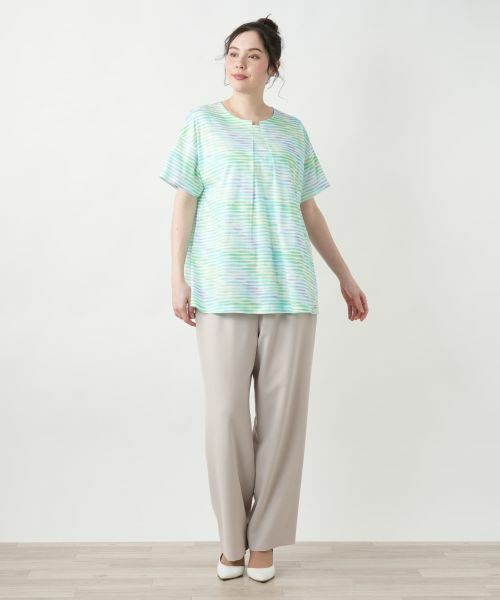 Leilian PLUS HOUSE / レリアンプラスハウス カットソー | プリント変形ネックカットソー【MUSE BY ROCHAS Premiere】 | 詳細1