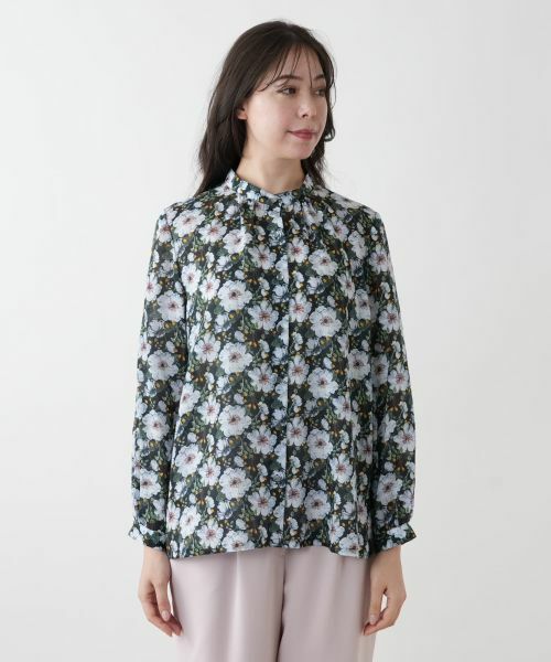 Leilian PLUS HOUSE / レリアンプラスハウス シャツ・ブラウス | プリントバンドカラーブラウス | 詳細4