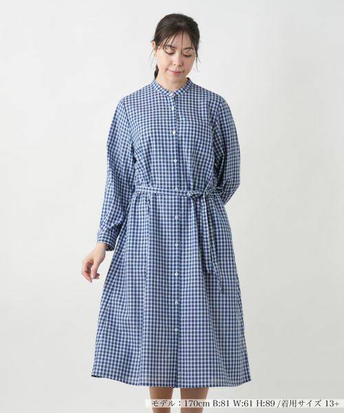 Leilian PLUS HOUSE/レリアンプラスハウス 【店舗人気】洗えるワンピース ブルー系 17+ Leilian PLUS HOUSE/レリアンプラスハウス 【店舗人気】洗えるワンピース ブルー系 17+