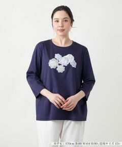 Leilian PLUS HOUSE / レリアンプラスハウス カットソー | 【店舗人気】フラワーモチーフ七分袖カットソー