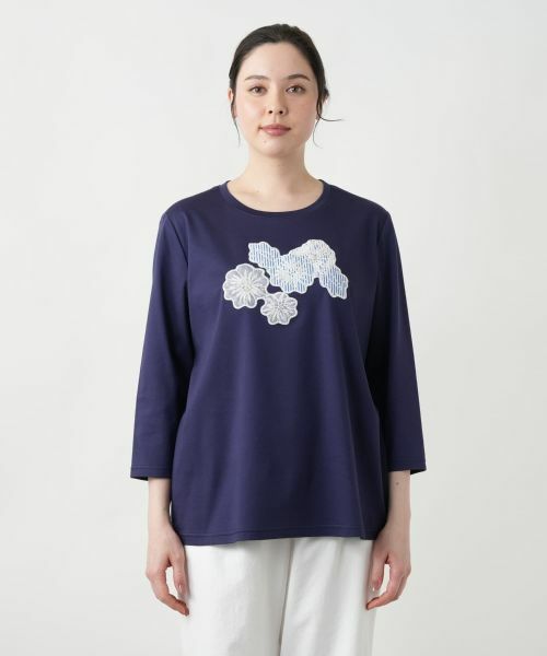 Leilian PLUS HOUSE / レリアンプラスハウス カットソー | 【店舗人気】フラワーモチーフ七分袖カットソー | 詳細7