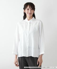 Leilian PLUS HOUSE / レリアンプラスハウス シャツ・ブラウス | 刺繍バンドカラーブラウス【ROSSO35】