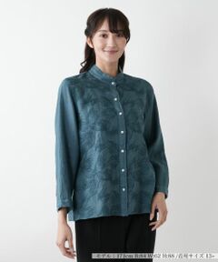 Leilian PLUS HOUSE / レリアンプラスハウス シャツ・ブラウス | 刺繍バンドカラーブラウス【ROSSO35】