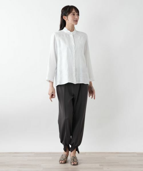 Leilian PLUS HOUSE / レリアンプラスハウス シャツ・ブラウス | 刺繍バンドカラーブラウス【ROSSO35】 | 詳細1