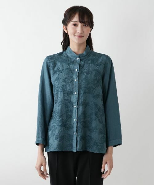 Leilian PLUS HOUSE / レリアンプラスハウス シャツ・ブラウス | 刺繍バンドカラーブラウス【ROSSO35】 | 詳細7