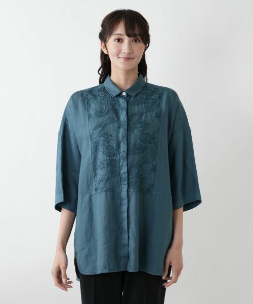 Leilian PLUS HOUSE / レリアンプラスハウス シャツ・ブラウス | 刺繍比翼ブラウス【ROSSO35】 | 詳細7