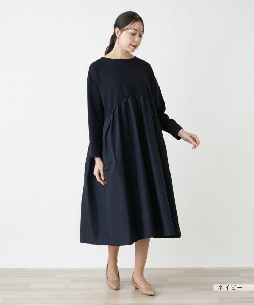 Leilian PLUS HOUSE / レリアンプラスハウス ドレス | 異素材切替ワンピース【プラス企画】 | 詳細1
