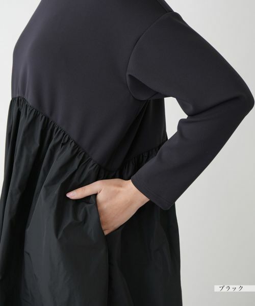 Leilian PLUS HOUSE / レリアンプラスハウス ドレス | 異素材切替ワンピース【プラス企画】 | 詳細12