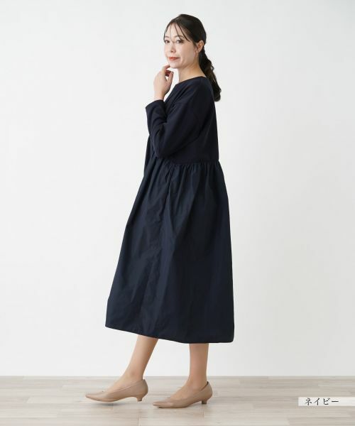 Leilian PLUS HOUSE / レリアンプラスハウス ドレス | 異素材切替ワンピース【プラス企画】 | 詳細2