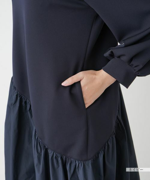 Leilian PLUS HOUSE / レリアンプラスハウス ドレス | 【店舗人気】異素材切替フレアワンピース【プラス企画】 | 詳細13