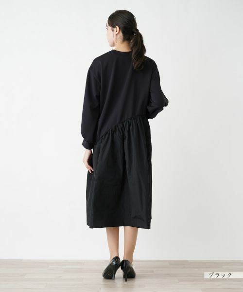 Leilian PLUS HOUSE / レリアンプラスハウス ドレス | 【店舗人気】異素材切替フレアワンピース【プラス企画】 | 詳細3