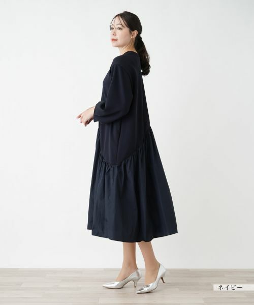 Leilian PLUS HOUSE / レリアンプラスハウス ドレス | 【店舗人気】異素材切替フレアワンピース【プラス企画】 | 詳細5