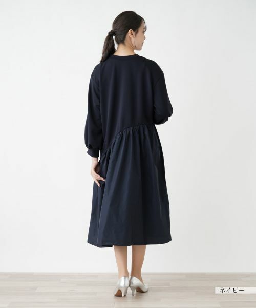 Leilian PLUS HOUSE / レリアンプラスハウス ドレス | 【店舗人気】異素材切替フレアワンピース【プラス企画】 | 詳細6