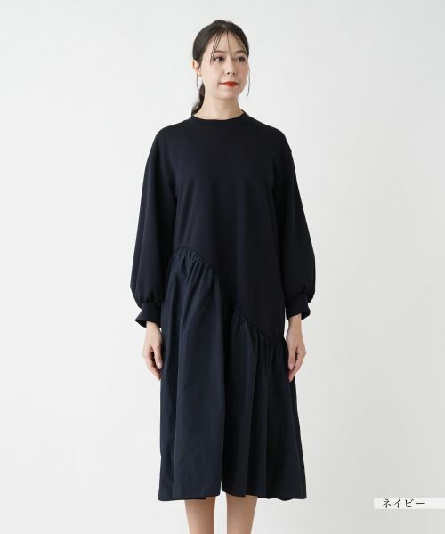 Leilian PLUS HOUSE / レリアンプラスハウス ドレス | 【店舗人気】異素材切替フレアワンピース【プラス企画】 | 詳細7