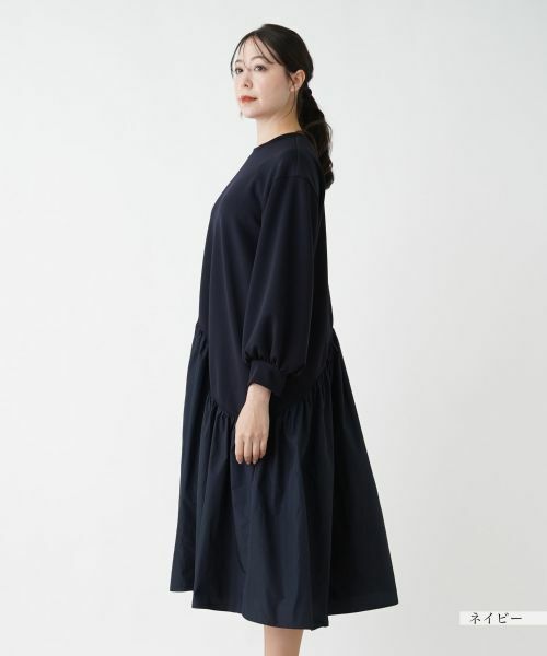 Leilian PLUS HOUSE / レリアンプラスハウス ドレス | 【店舗人気】異素材切替フレアワンピース【プラス企画】 | 詳細8