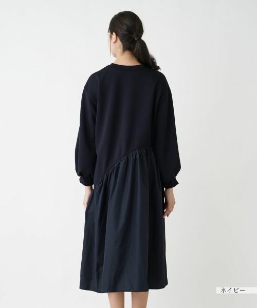 Leilian PLUS HOUSE / レリアンプラスハウス ドレス | 【店舗人気】異素材切替フレアワンピース【プラス企画】 | 詳細9