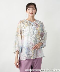 Leilian PLUS HOUSE / レリアンプラスハウス シャツ・ブラウス | 【店舗人気】プリントフリルブラウス