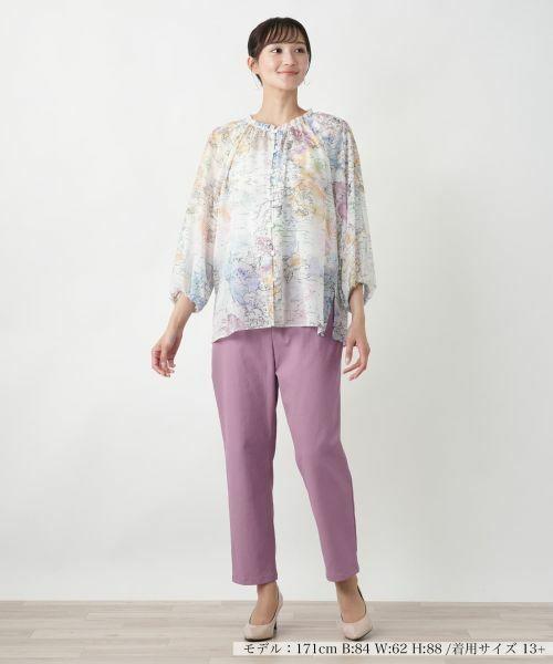 Leilian PLUS HOUSE / レリアンプラスハウス シャツ・ブラウス | 【店舗人気】プリントフリルブラウス | 詳細1