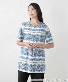 Leilian PLUS HOUSE / レリアンプラスハウス シャツ・ブラウス | 【店舗人気】ペイズリー柄キーネックブラウス