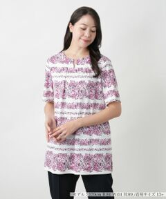 Leilian PLUS HOUSE / レリアンプラスハウス シャツ・ブラウス | 【店舗人気】ペイズリー柄キーネックブラウス