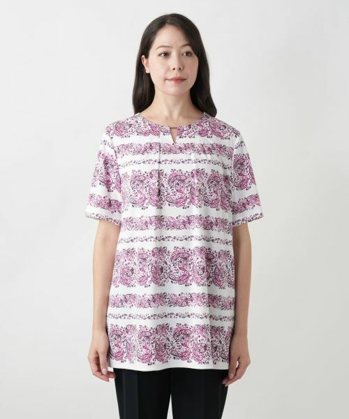 Leilian PLUS HOUSE / レリアンプラスハウス シャツ・ブラウス | 【店舗人気】ペイズリー柄キーネックブラウス | 詳細7