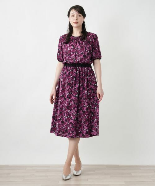 Leilian PLUS HOUSE / レリアンプラスハウス ミニ・ひざ丈スカート | フラワー柄フレアスカート | 詳細1