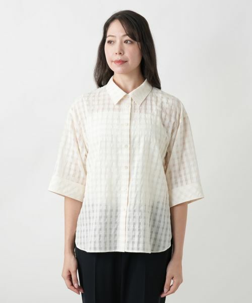Leilian PLUS HOUSE / レリアンプラスハウス シャツ・ブラウス | 【店舗人気】シアーチェックブラウス【Leilian WHITE LABEL】 | 詳細10