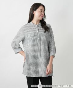 Leilian PLUS HOUSE / レリアンプラスハウス シャツ・ブラウス | 【店舗人気】ストライプチュニックブラウス【Leilian WHITE LABEL】