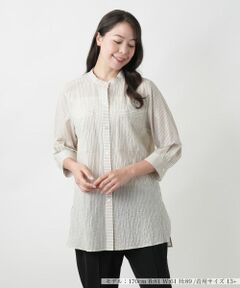 Leilian PLUS HOUSE / レリアンプラスハウス シャツ・ブラウス | 【店舗人気】ストライプチュニックブラウス【Leilian WHITE LABEL】