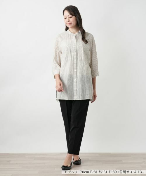 Leilian PLUS HOUSE / レリアンプラスハウス シャツ・ブラウス | 【店舗人気】ストライプチュニックブラウス【Leilian WHITE LABEL】 | 詳細4