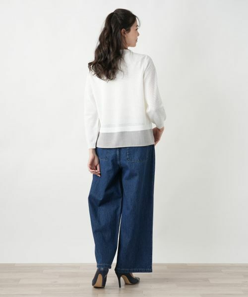 Leilian PLUS HOUSE / レリアンプラスハウス ニット・セーター | 【店舗人気】異素材切替クルーネックニット | 詳細3