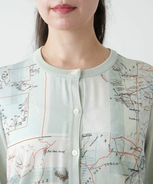 Leilian PLUS HOUSE / レリアンプラスハウス カーディガン・ボレロ | マップ柄クルーネックカーディガン | 詳細7