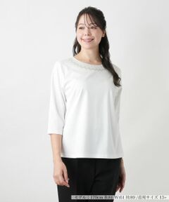 Leilian PLUS HOUSE / レリアンプラスハウス カットソー | 【店舗人気】刺繍クルーネックカットソー【Leilian WHITE LABEL】