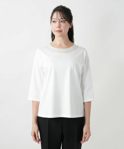 Leilian PLUS HOUSE / レリアンプラスハウス カットソー | 【店舗人気】刺繍クルーネックカットソー【Leilian WHITE LABEL】 | 詳細10